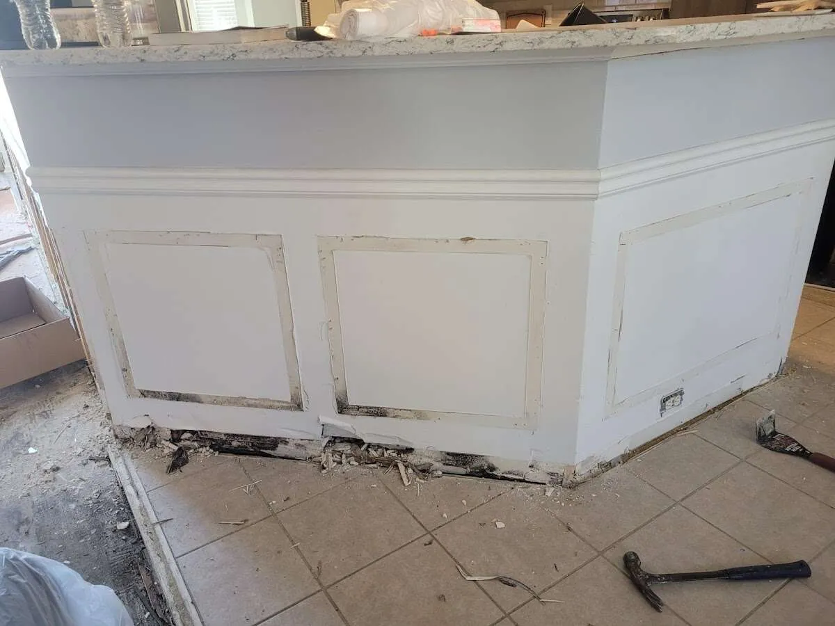 Water damage and mold on kitchen during Storm Damage Restoration in Harriman